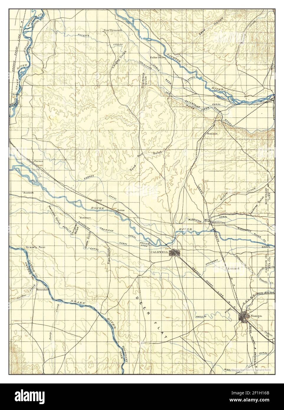 Nampa, Idaho, map 1898, 1:125000, United States of America by Timeless Maps, data U.S. Geological Survey Stock Photo