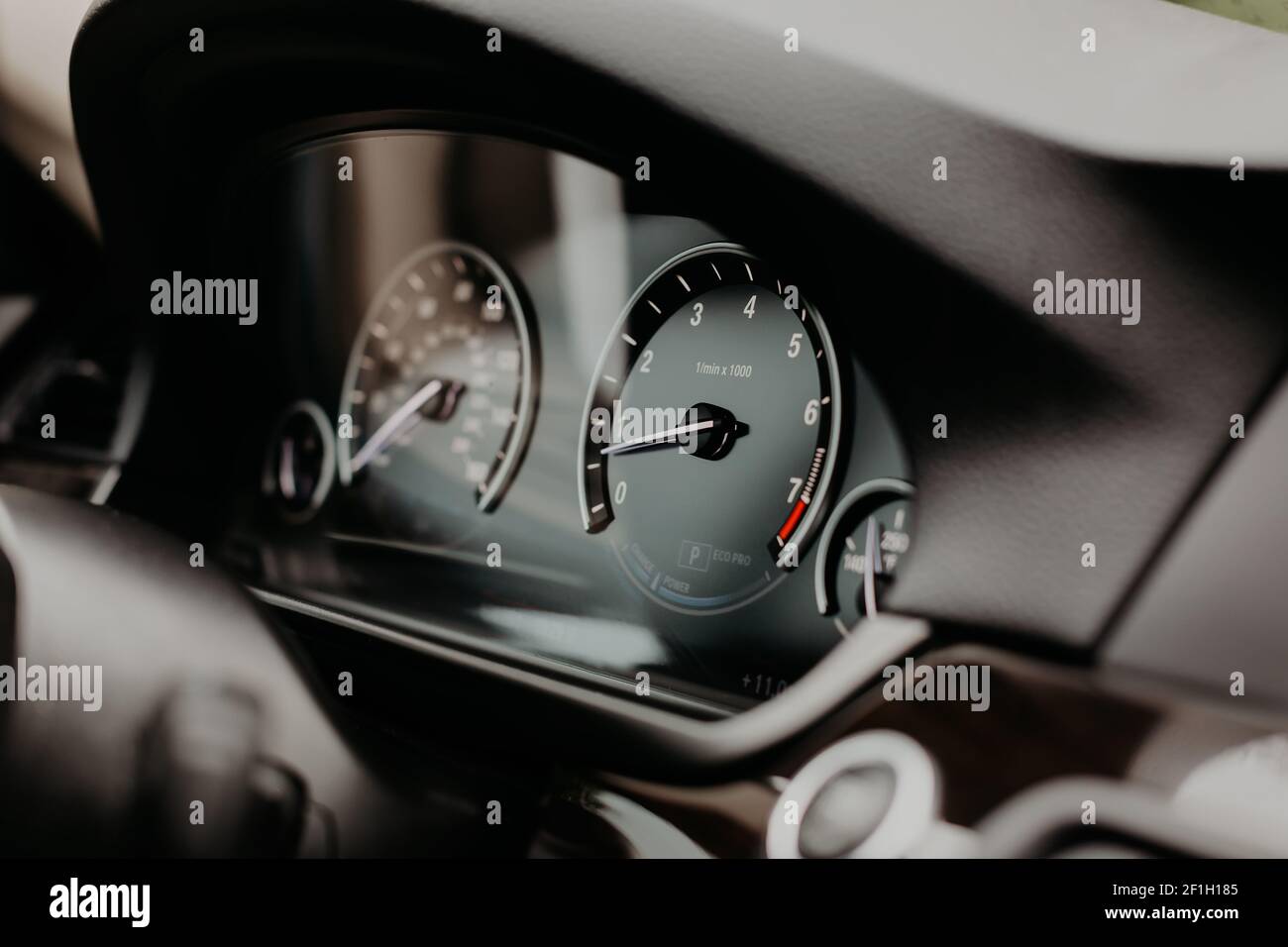 Modern car miles Speedometer close up Stock Photo Alamy