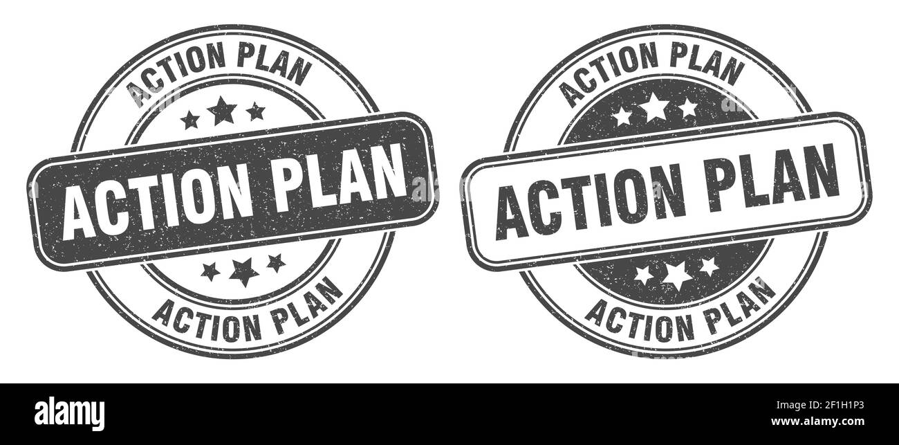 action plan stamp. action plan sign. round grunge label Stock Vector ...