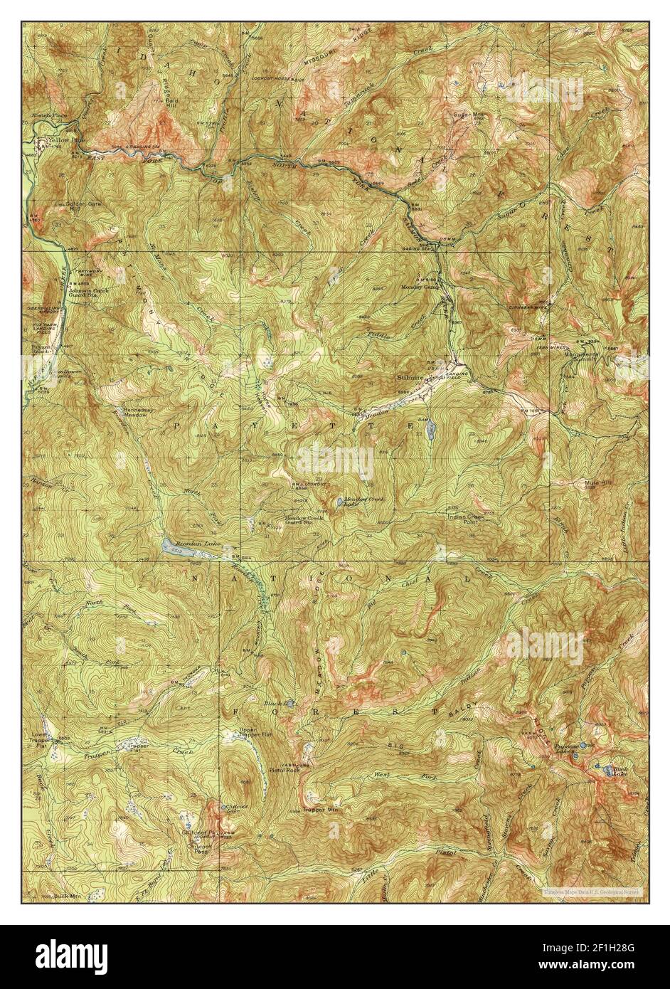 Yellow Pine, Idaho, map 1943, 1:62500, United States of America by Timeless Maps, data U.S 