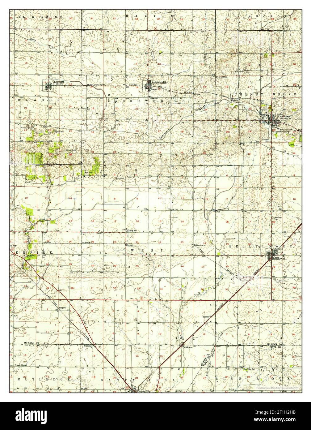 Arrowsmith, Illinois, map 1952, 162500, United States of America by