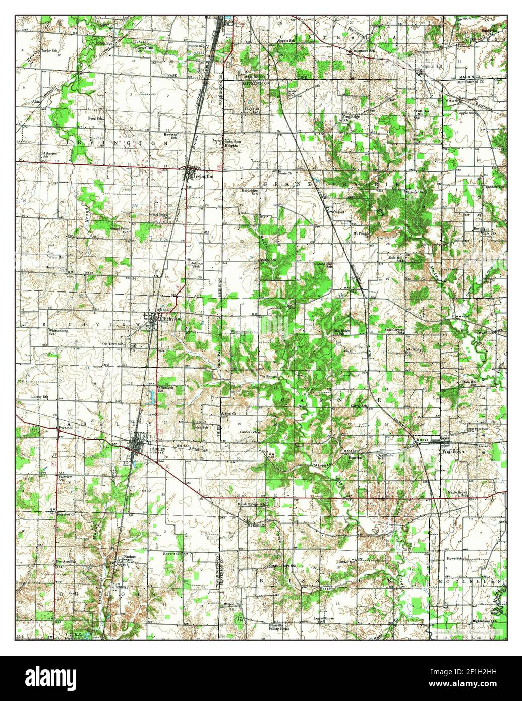 Ashley, Illinois, map 1943, 162500, United States of America by