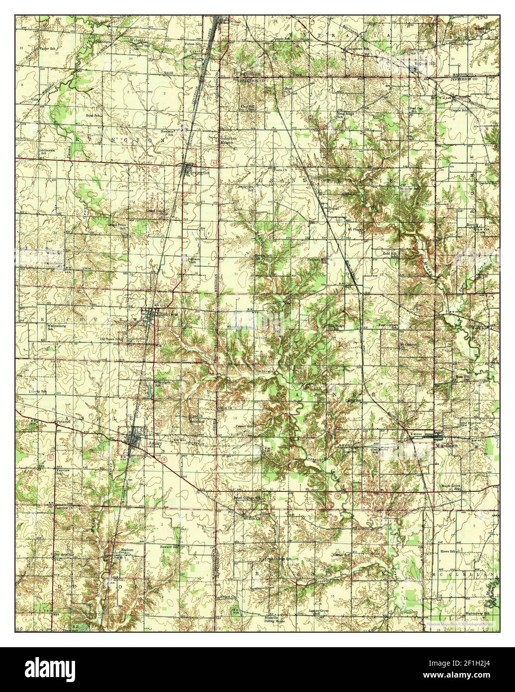Ashley, Illinois, map 1946, 162500, United States of America by