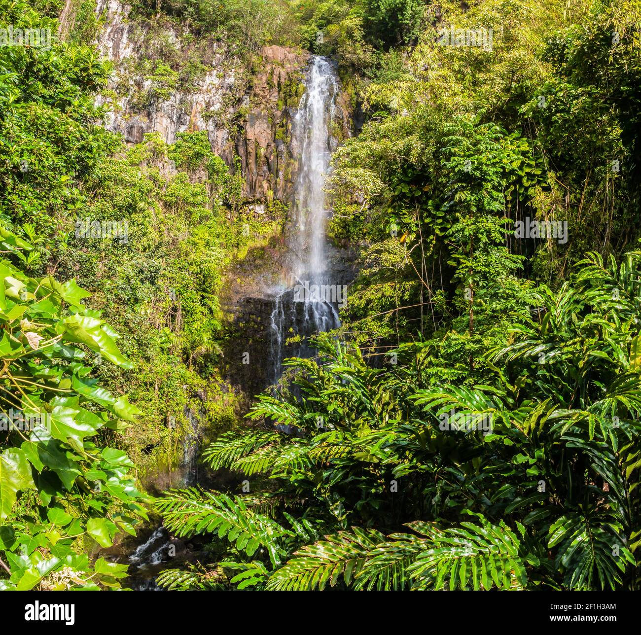 Wailua Falls on The Hana Highway, Maui, Hawaii, USA Stock Photo