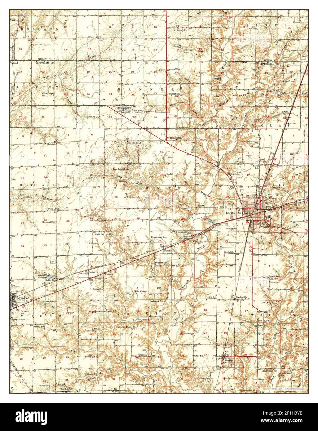 Effingham, Illinois, map 1951, 162500, United States of America by