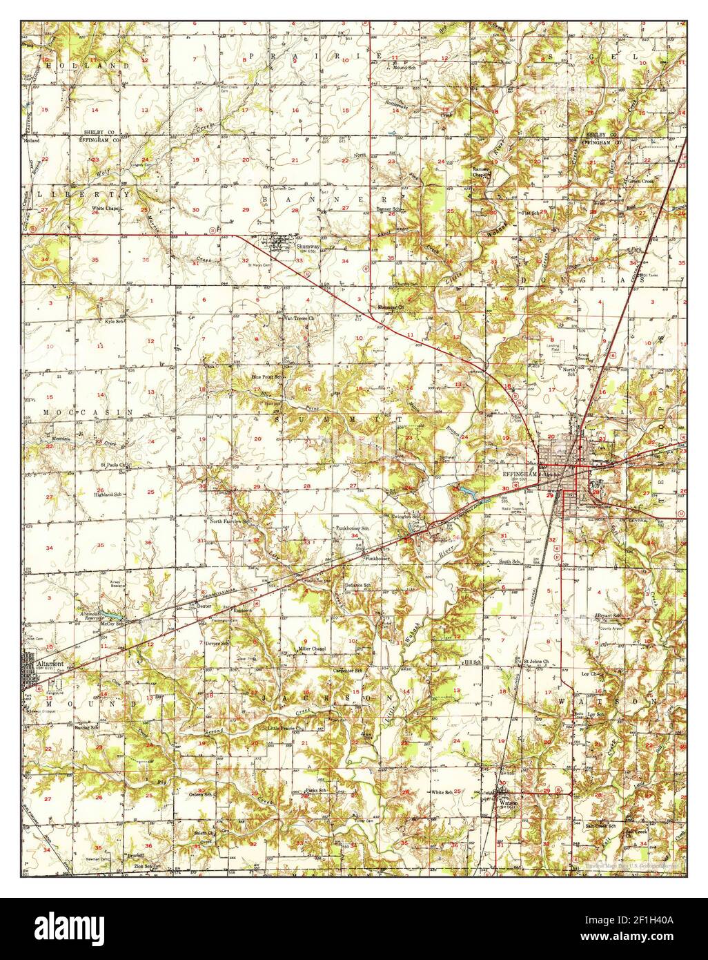 Effingham, Illinois, map 1951, 162500, United States of America by