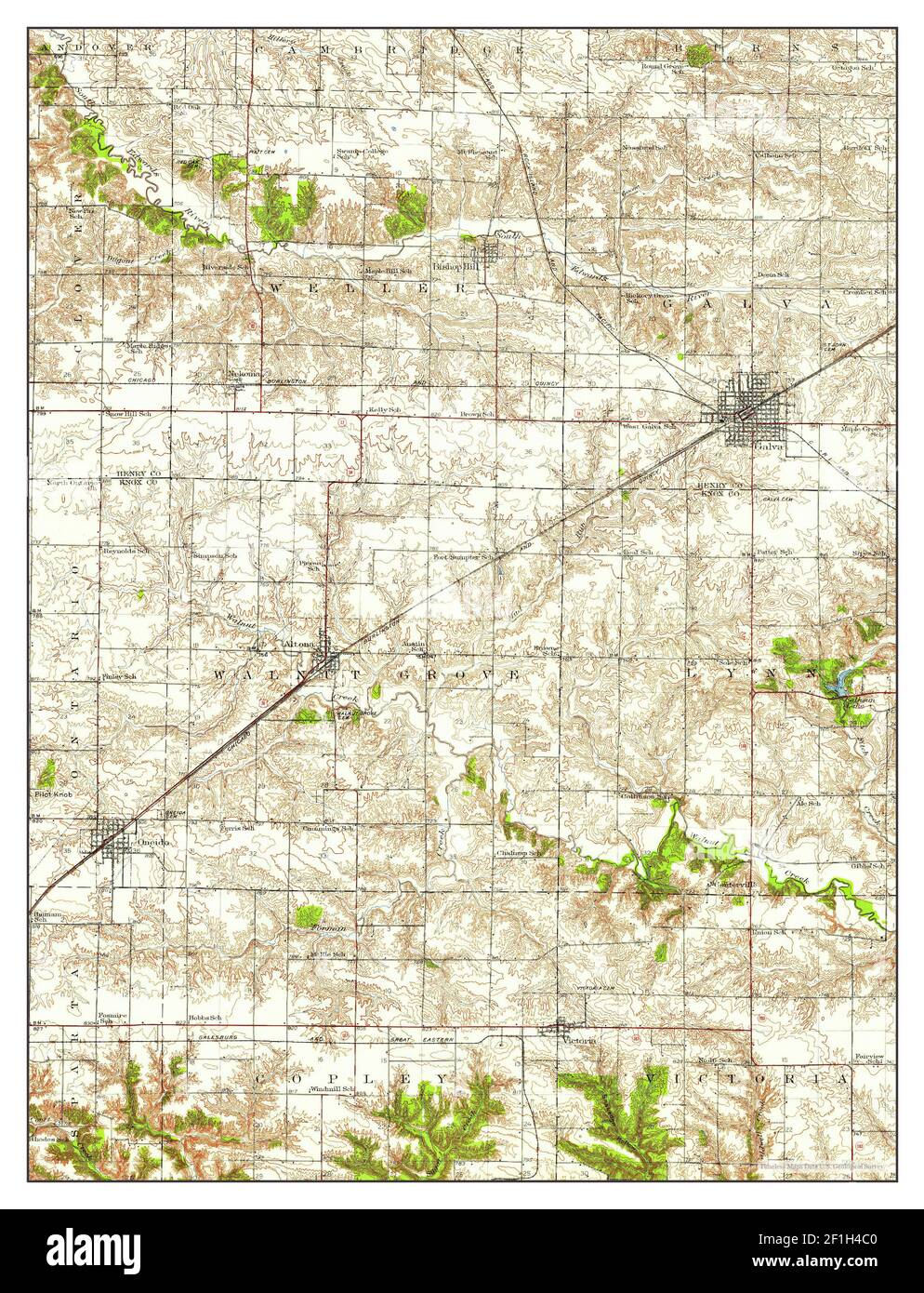 Galva, Illinois, map 1940, 162500, United States of America by Timeless Maps, data U.S
