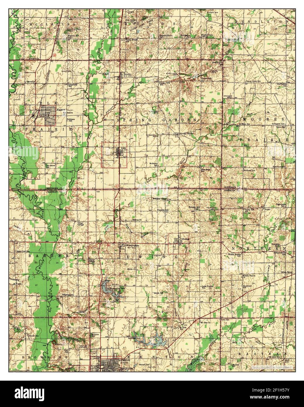 Ina, Illinois, map 1943, 1:62500, United States of America by Timeless Maps, data U.S. Geological Survey Stock Photo