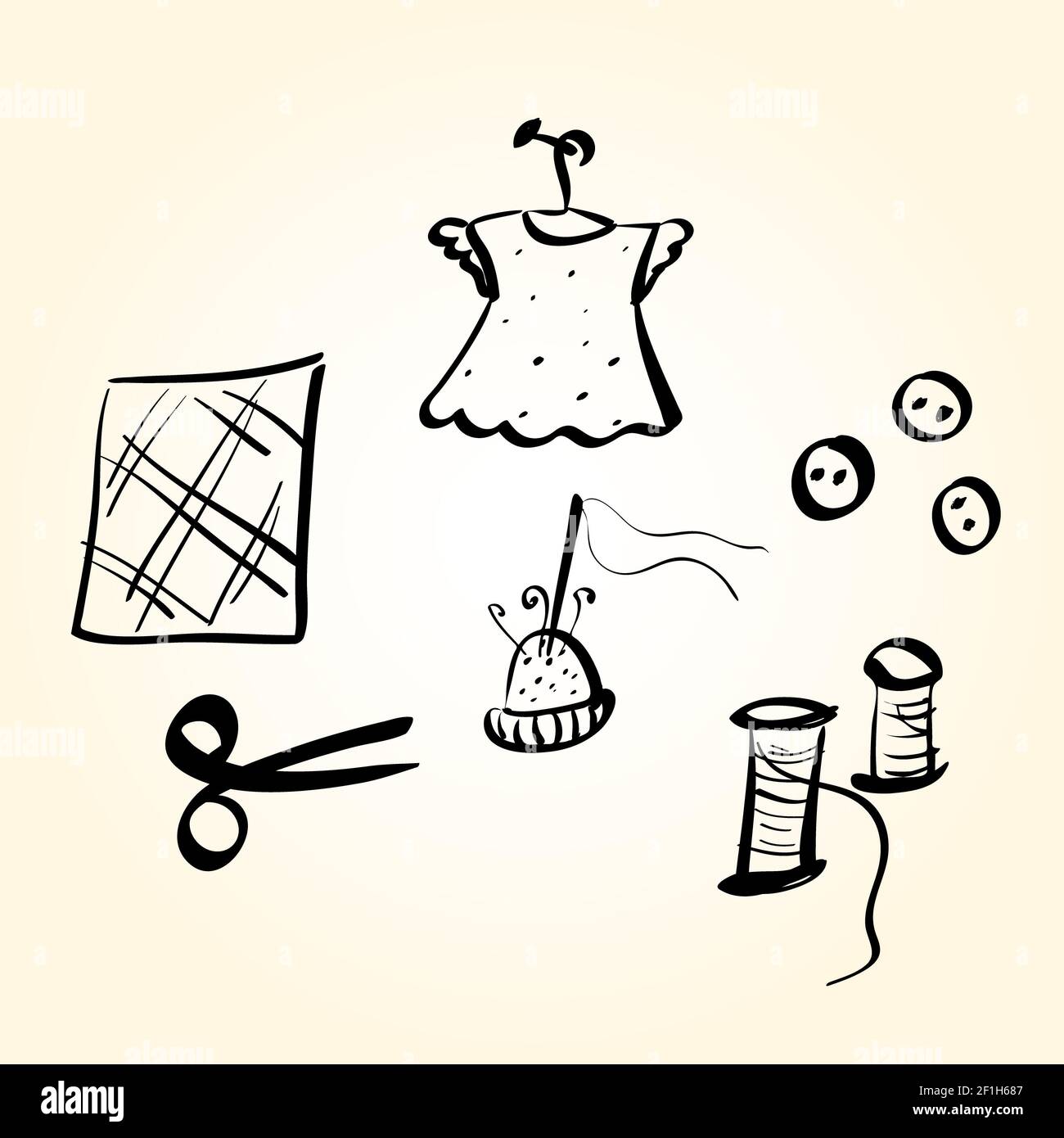 Vector illustration, sewing supplies Stock Photo