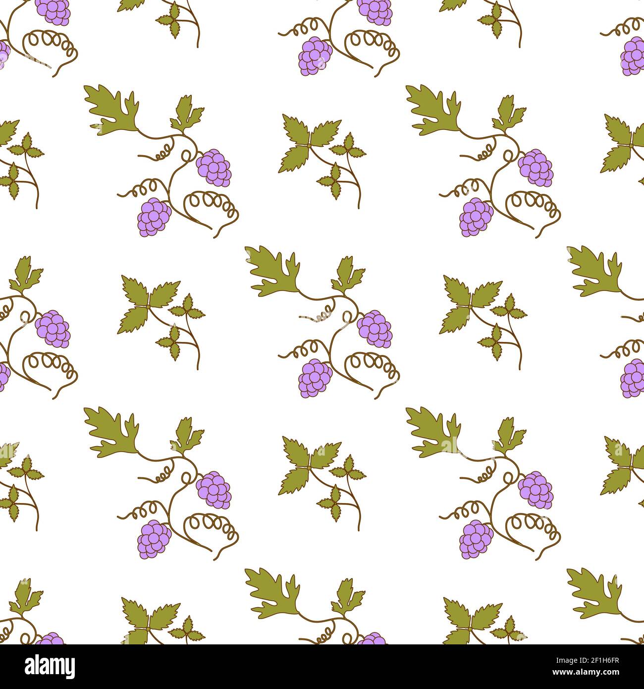 Seamless damask pattern with bunch of grapes Stock Photo