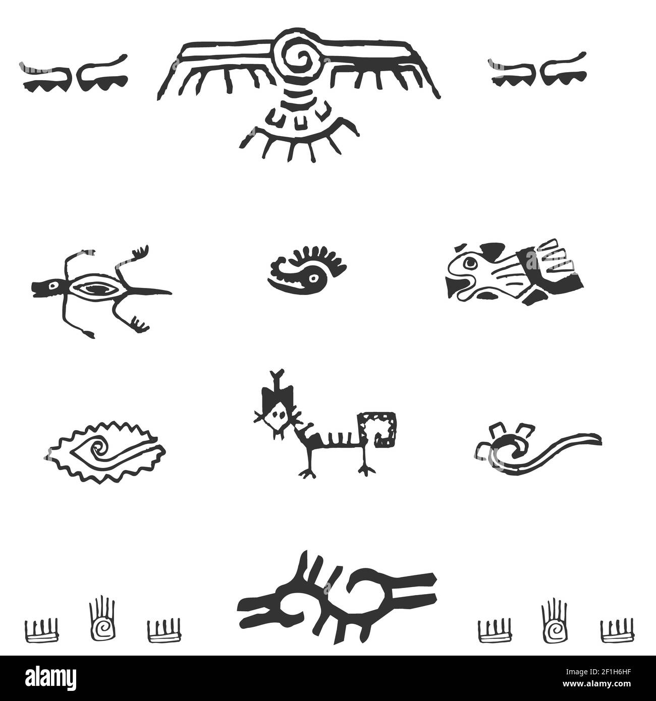 Vector ancient petroglyphs Stock Photo