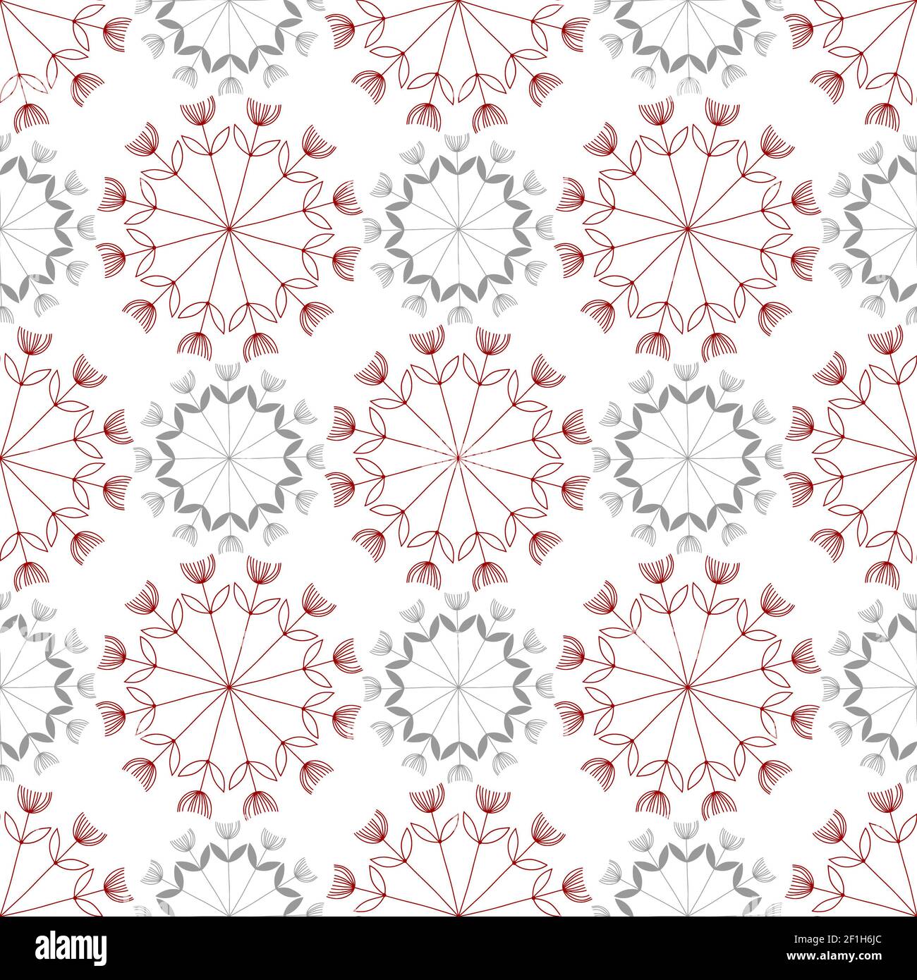 Vector illustration of seamless pattern with creative flowers. Stock Photo