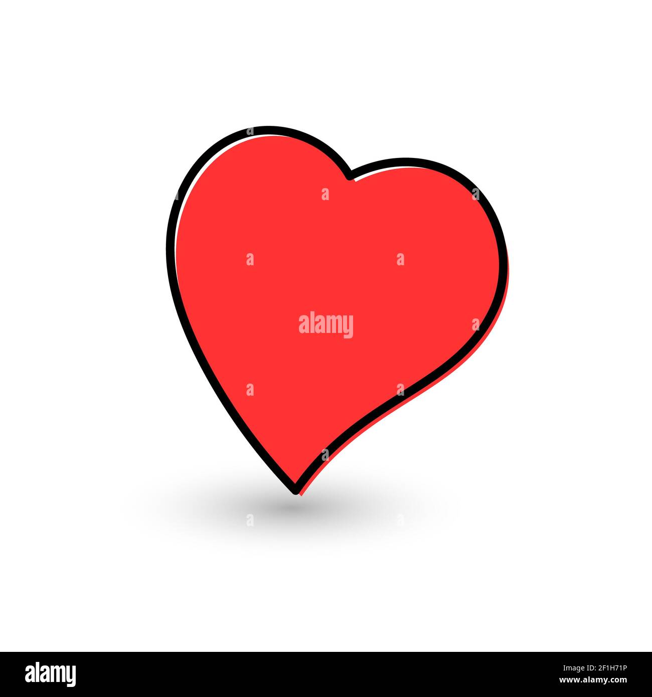 Hand-drawn painted red heart, vector element for your design Stock Photo