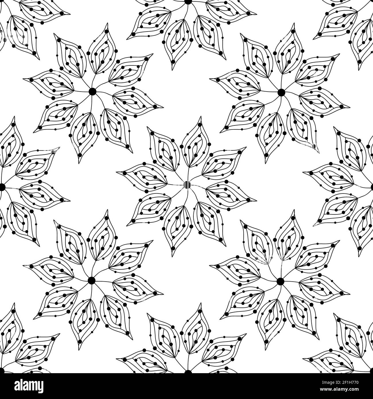 Seamless vector pattern, floral ornament. Stock Photo