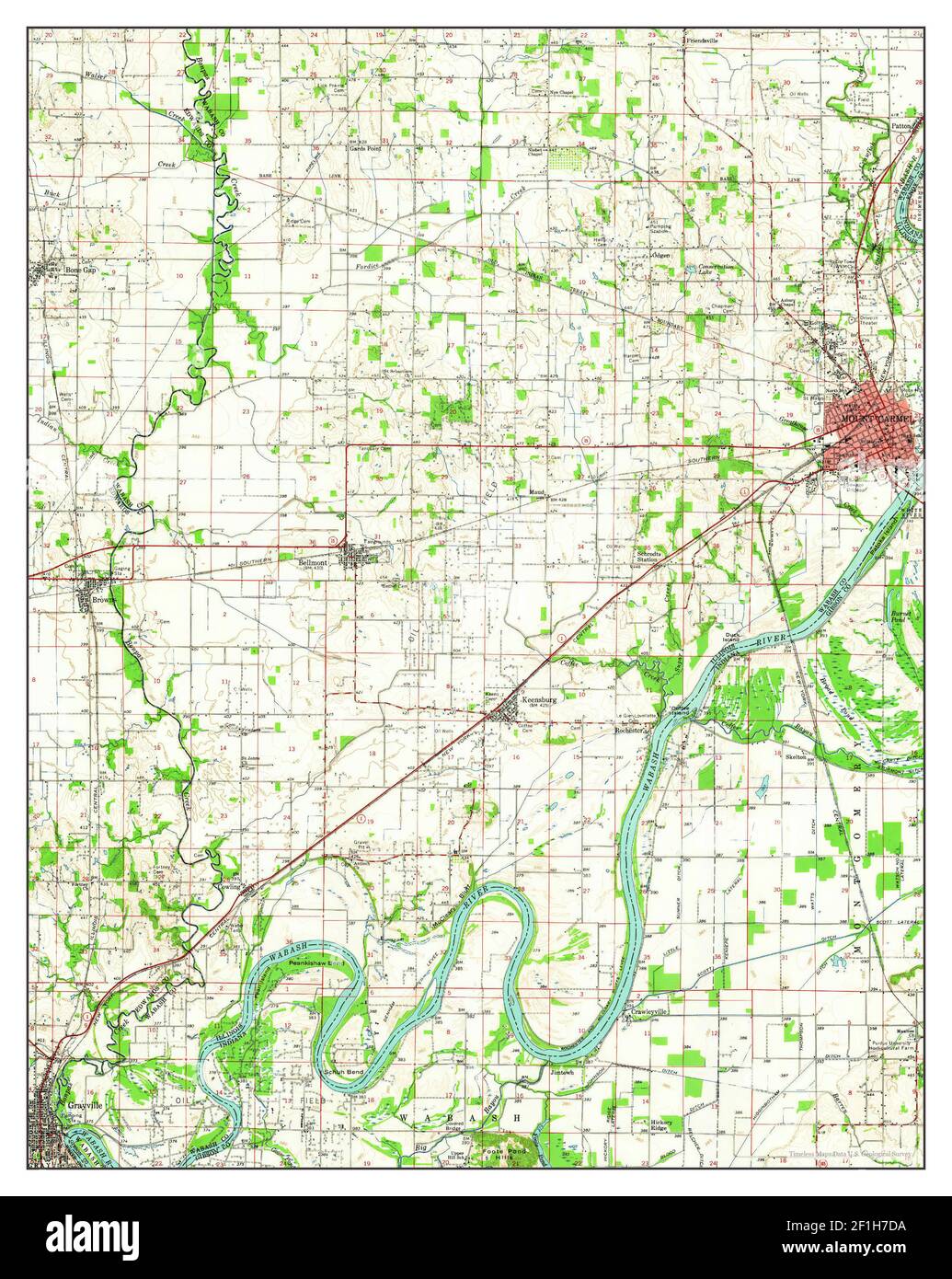 Mount Carmel, Illinois, map 1959, 162500, United States of America by