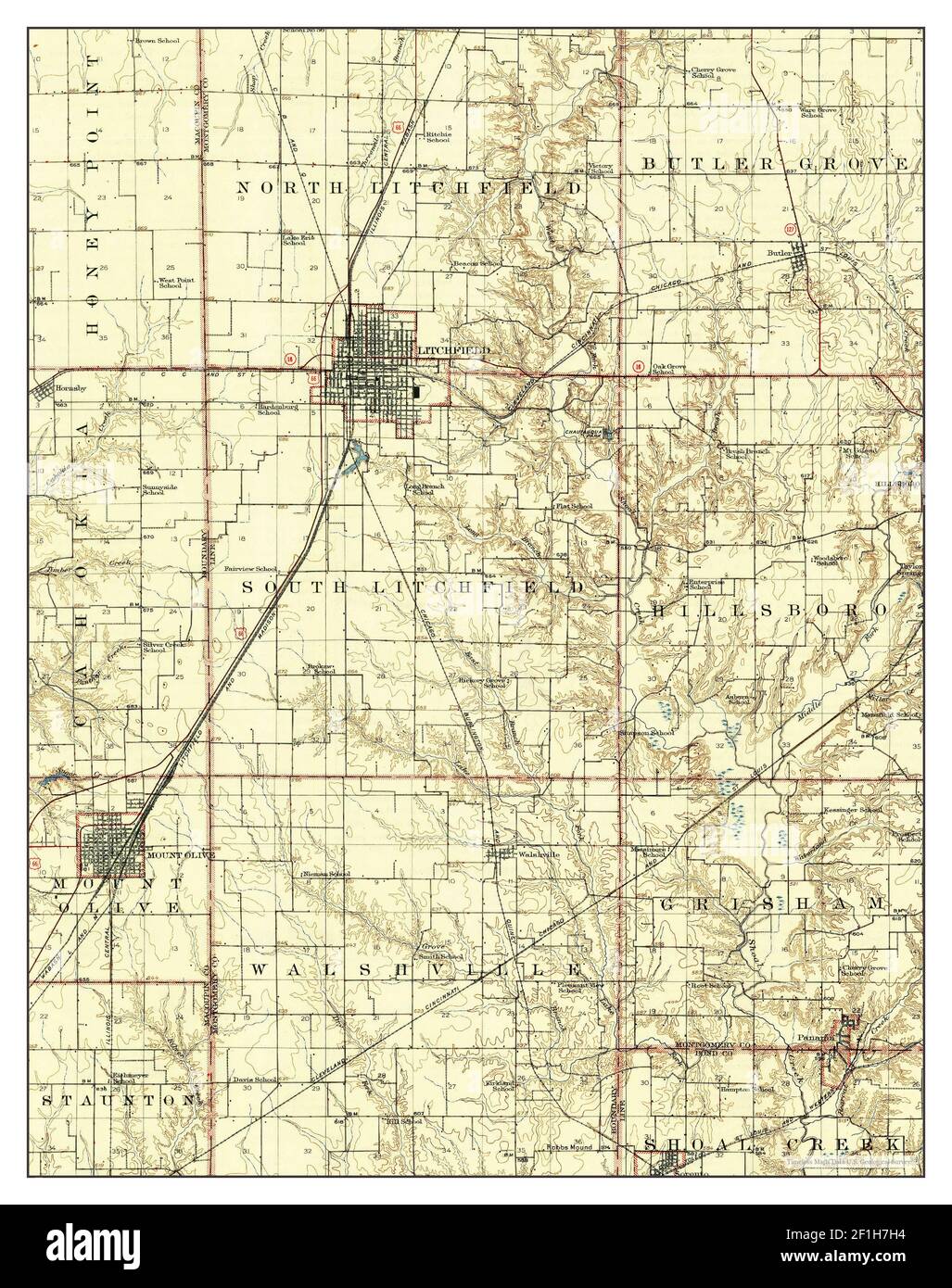 Mount Olive, Illinois, map 1915, 162500, United States of America by