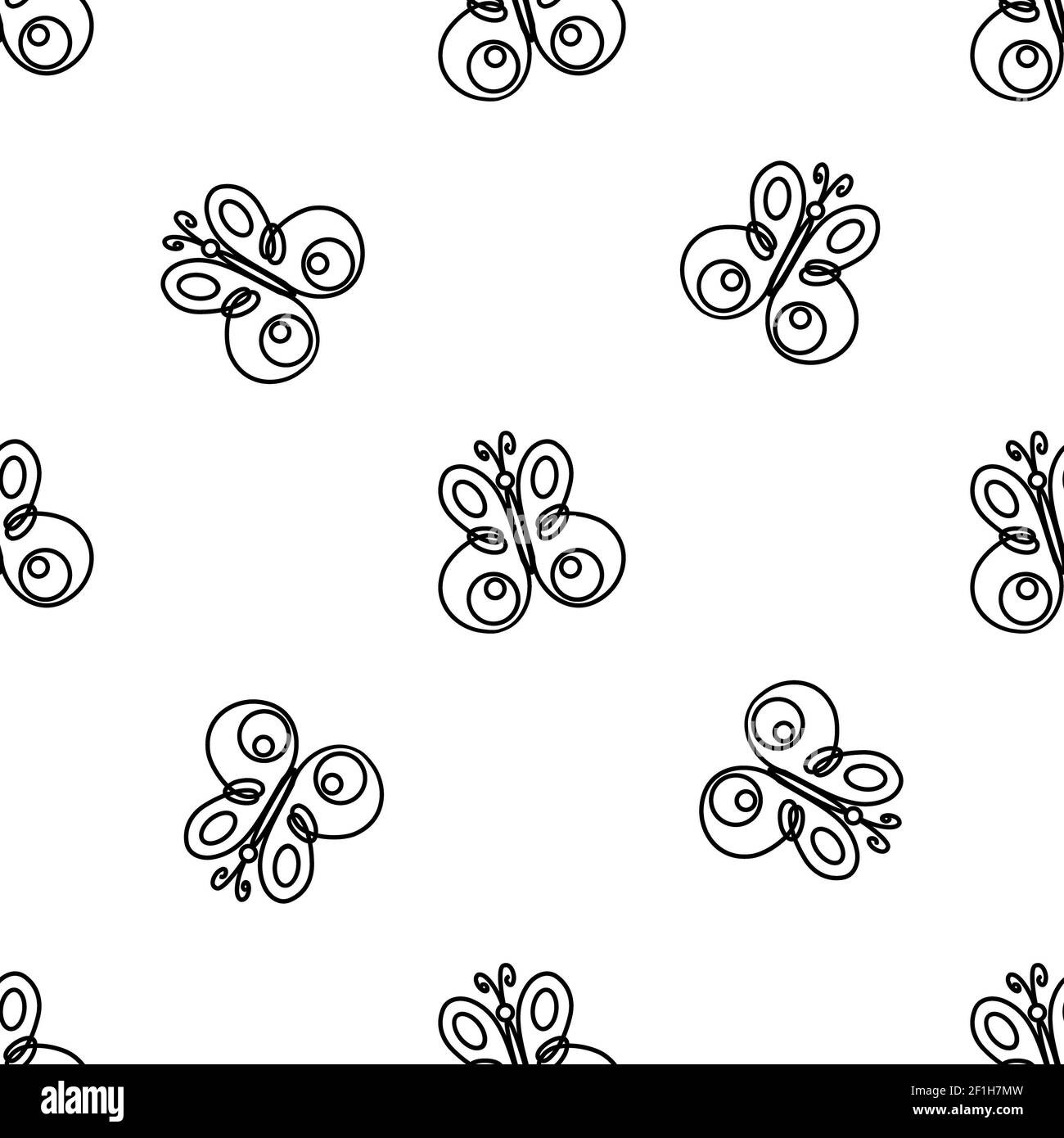 Seamless background of black and white butterflies. Stock Photo