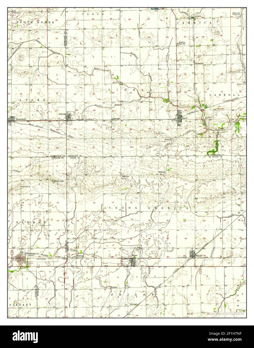 Newman, Illinois, map 1956, 162500, United States of America by