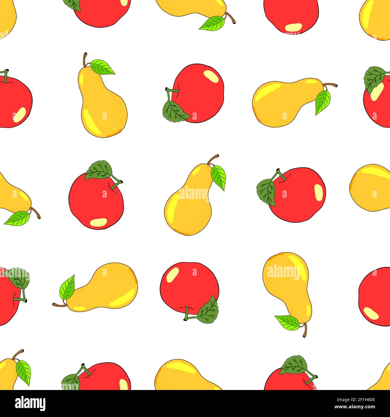 Seamless vector background of fruity pears and apples Stock Photo - Alamy