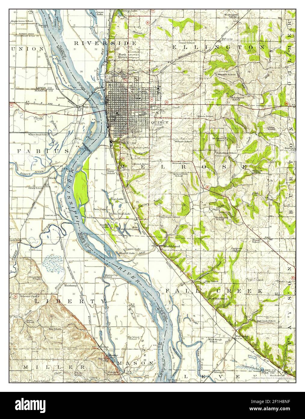 Quincy, Illinois, map 1944, 162500, United States of America by