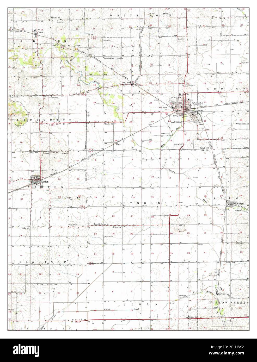 Rochelle, Illinois, map 1952, 162500, United States of America by