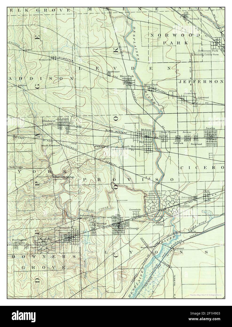 Riverside, Illinois, map 1891, 162500, United States of America by