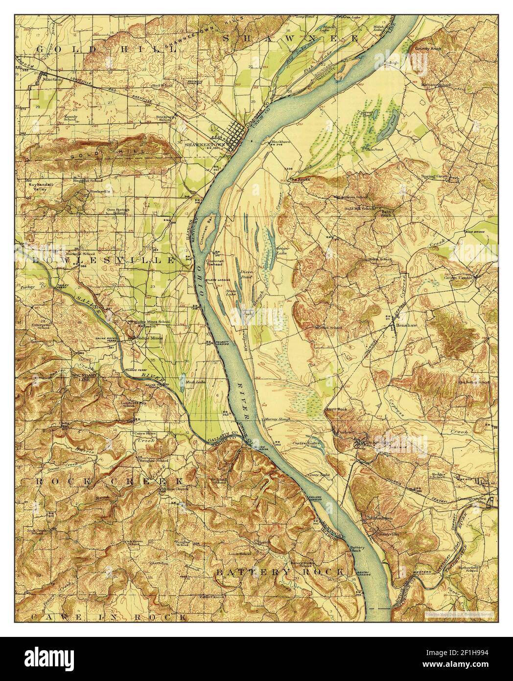 Shawneetown, Illinois, map 1916, 162500, United States of America by