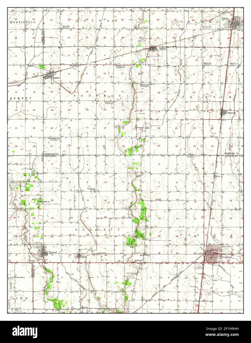 Tuscola, Illinois, map 1950, 162500, United States of America by