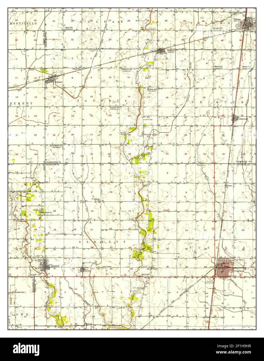 Tuscola, Illinois, map 1950, 162500, United States of America by
