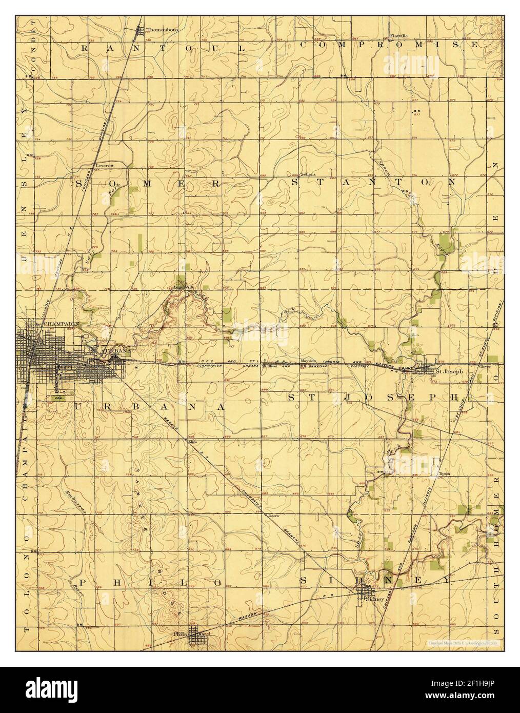 Urbana, Illinois, map 1906, 162500, United States of America by Timeless Maps, data U.S