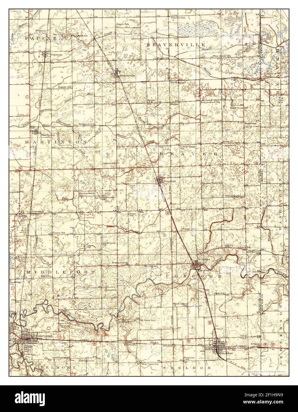 Watseka illinois map hires stock photography and images Alamy