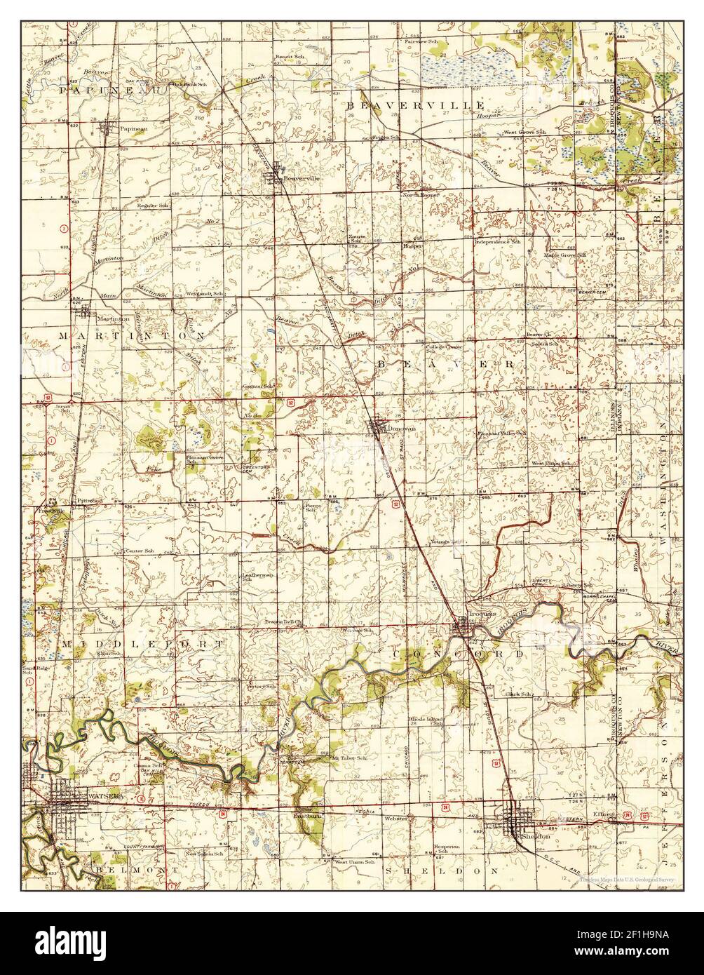 Watseka map hires stock photography and images Alamy