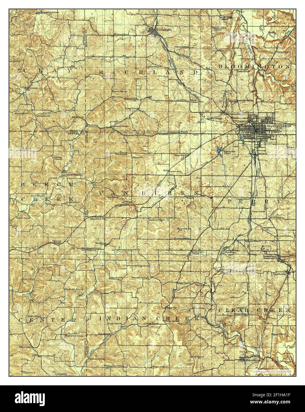 Bloomington Indiana map 1910 - Bloomington Indiana Map 1910 162500 United States Of America By Timeless Maps Data Us Geological Survey 2F1HA1F 