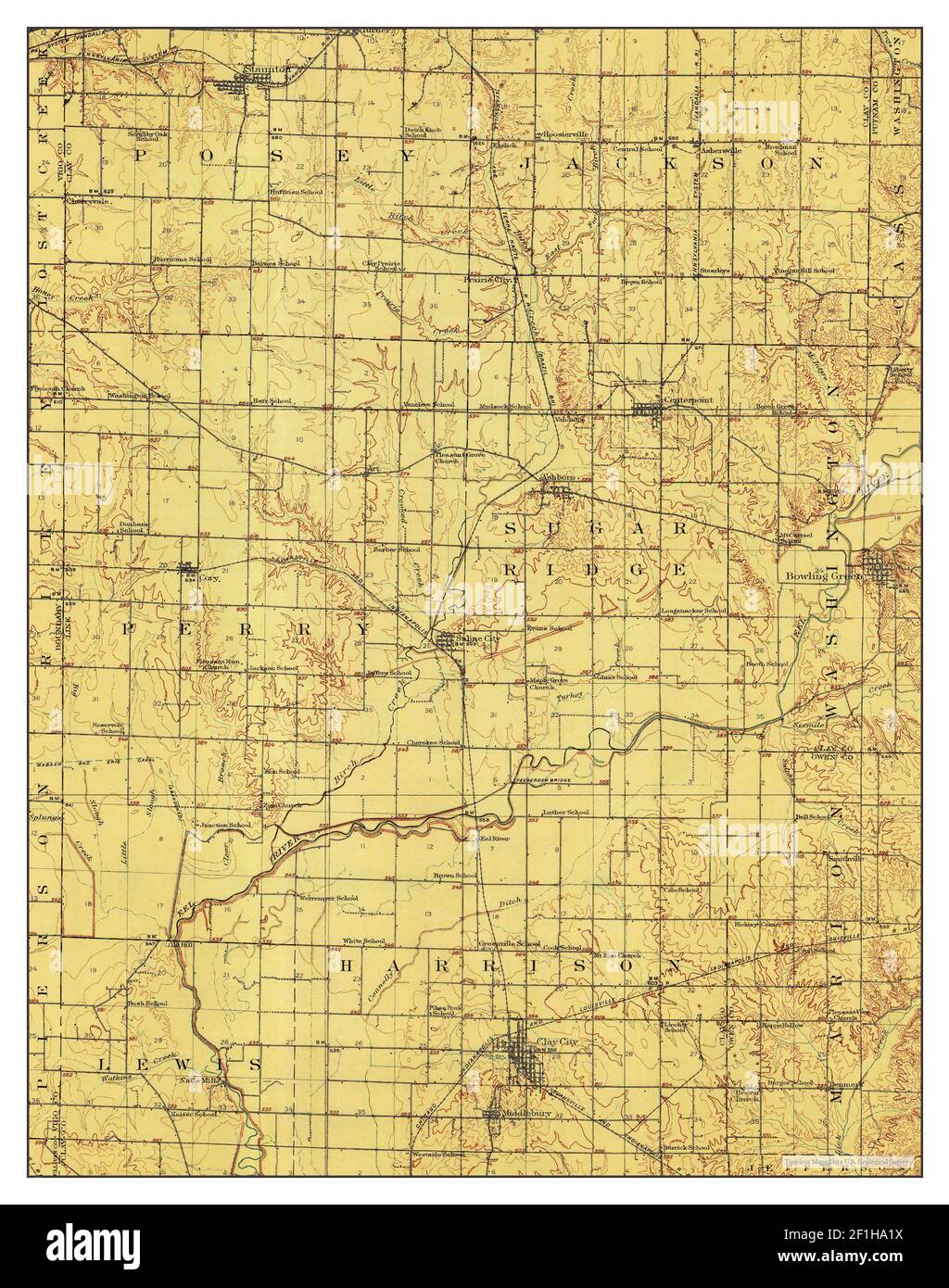 Clay City, Indiana, map 1910, 162500, United States of America by