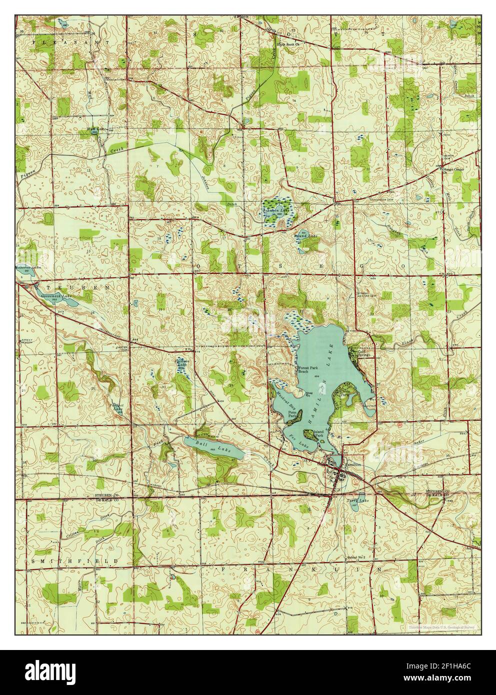 Hamilton, Indiana, map 1948, 1:24000, United States of America by Timeless Maps, data U.S. Geological Survey Stock Photo