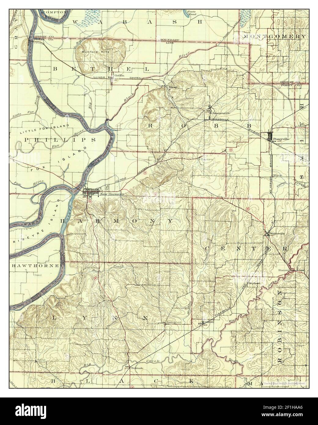 New Harmony, Indiana, map 1903, 162500, United States of America by