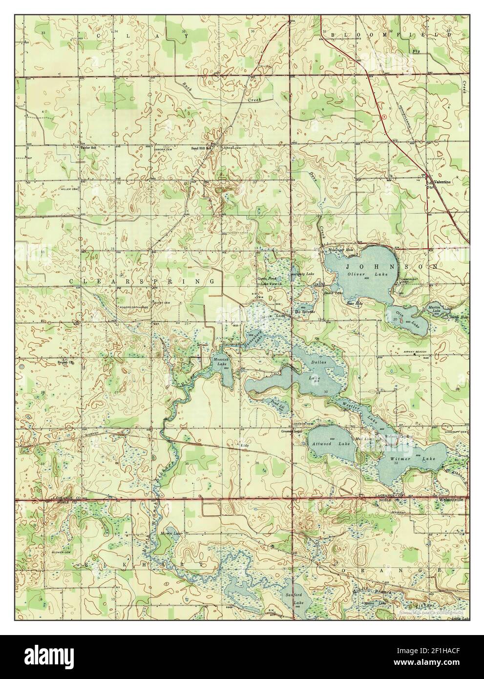 Oliver Lake, Indiana, map 1947, 124000, United States of America by