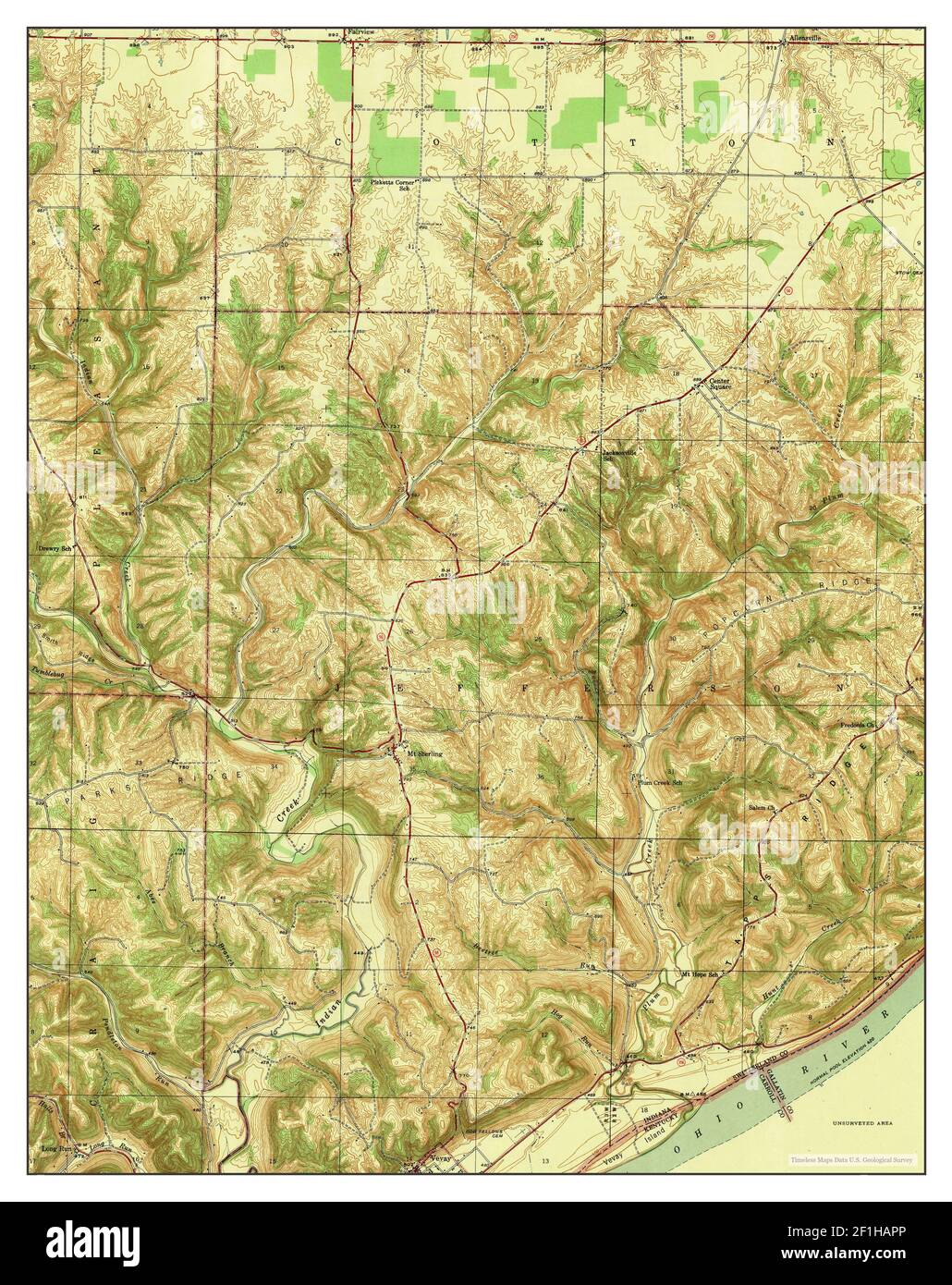 Vevay North, Indiana, map 1943, 124000, United States of America by