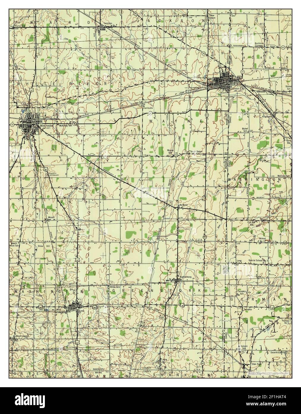 Winchester, Indiana, map 1943, 162500, United States of America by