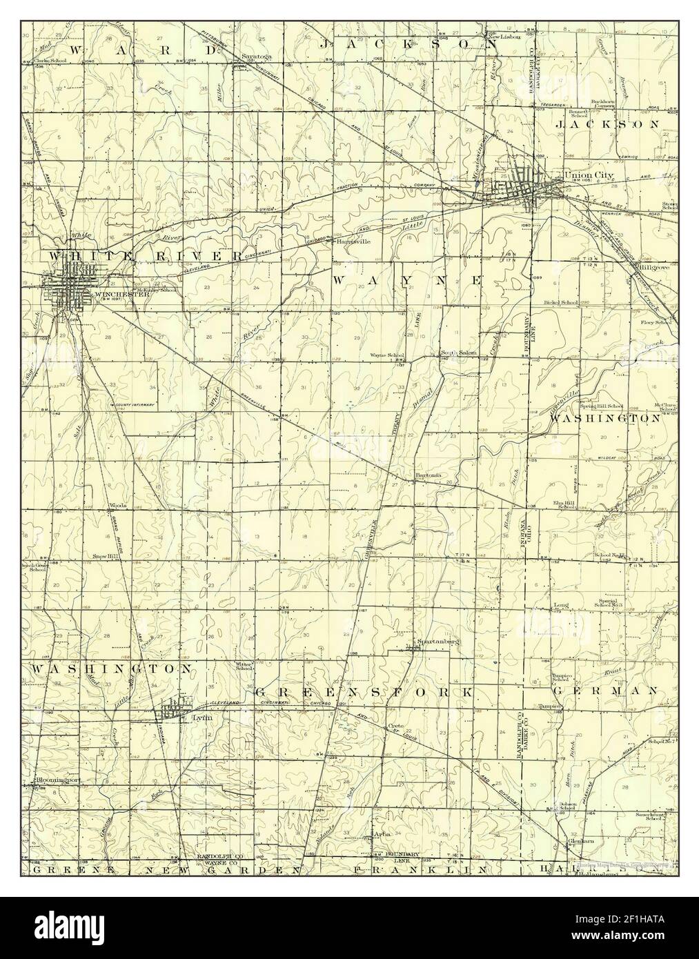 Winchester, Indiana, map 1916, 162500, United States of America by