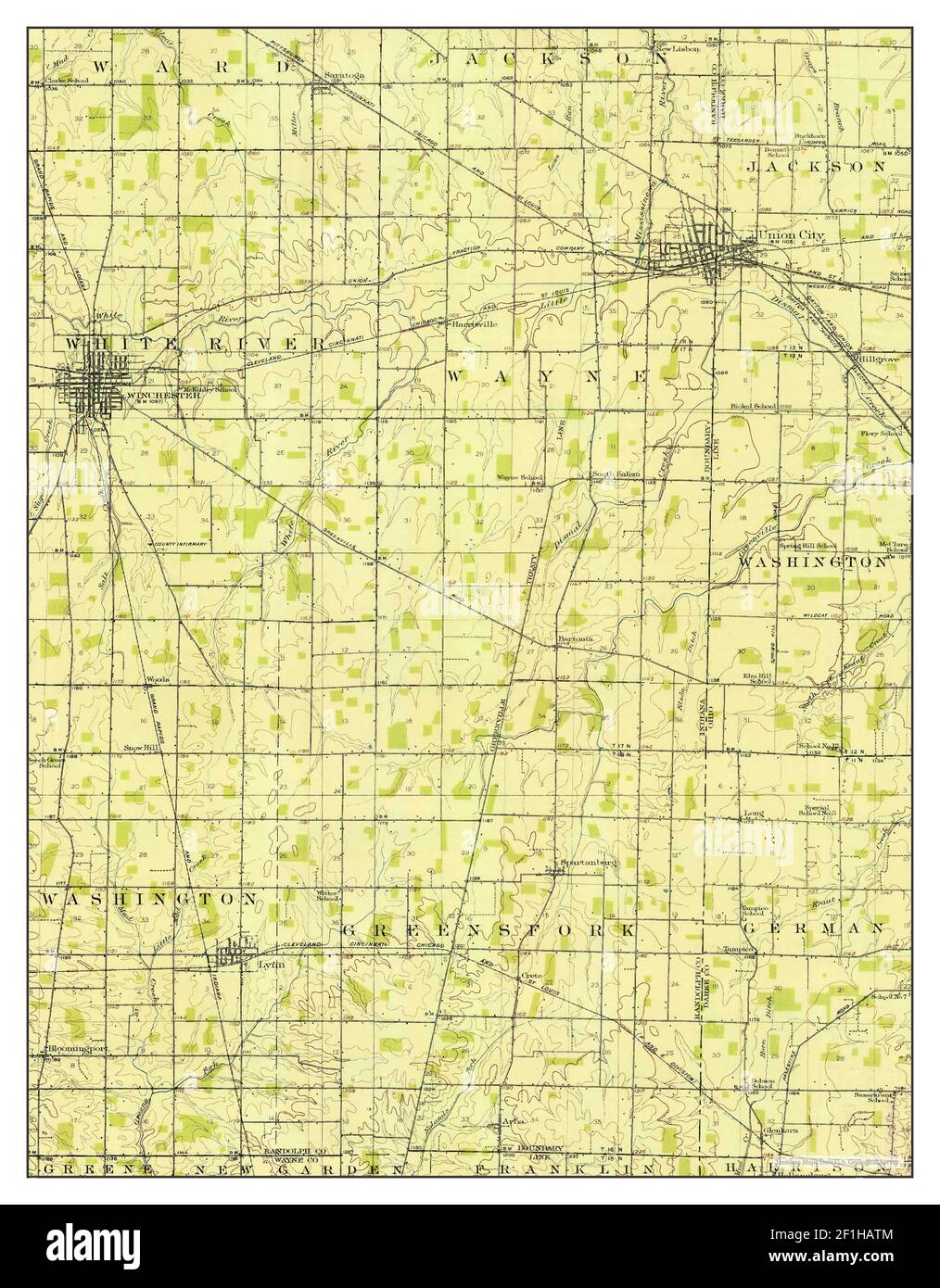 Winchester, Indiana, map 1918, 162500, United States of America by