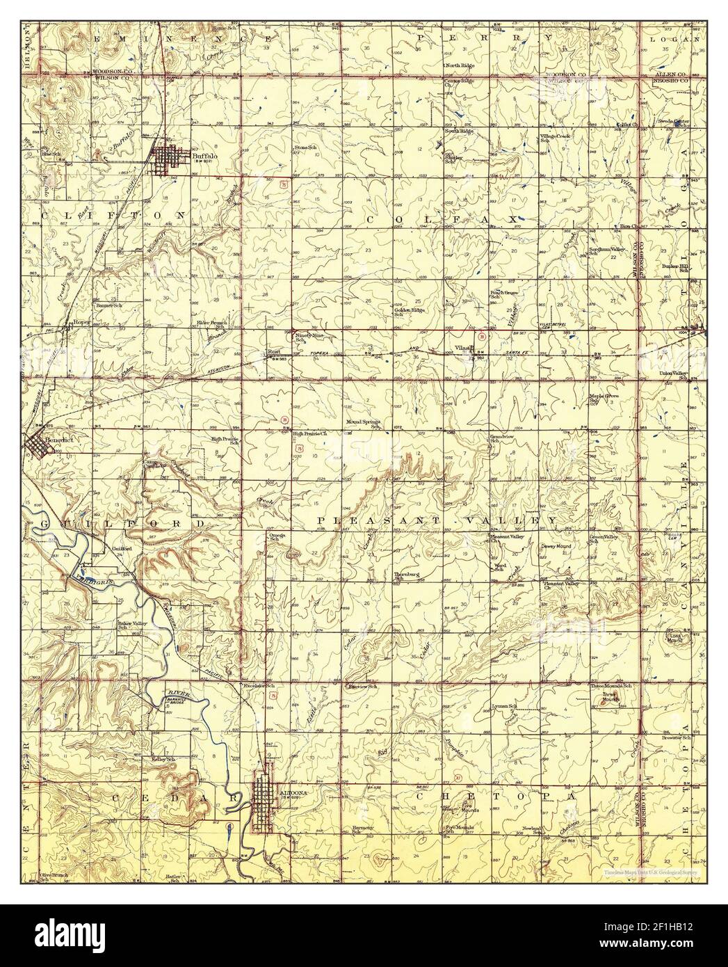 Altoona, Kansas, map 1943, 162500, United States of America by