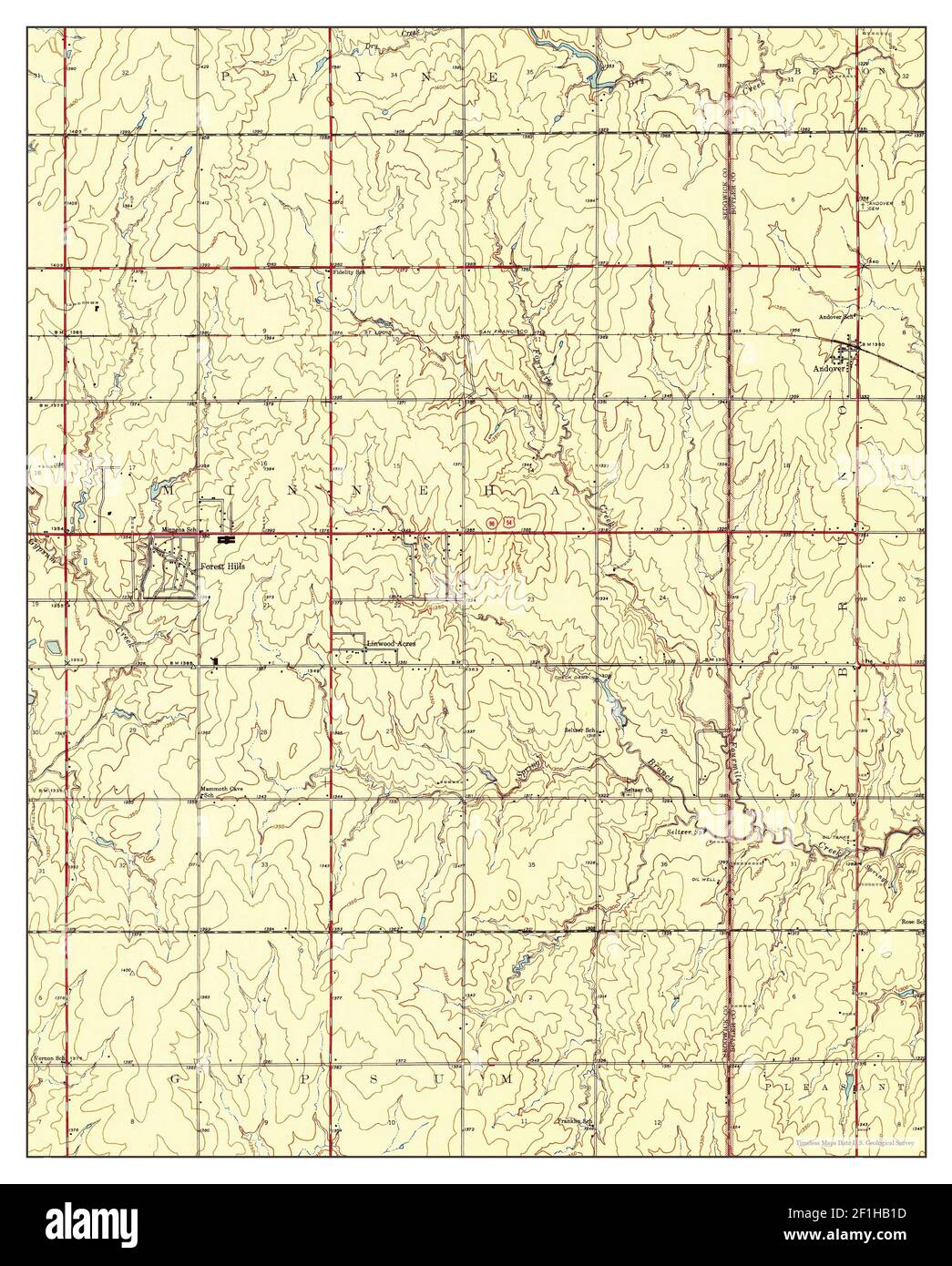 Andover, Kansas, map 1945, 131680, United States of America by