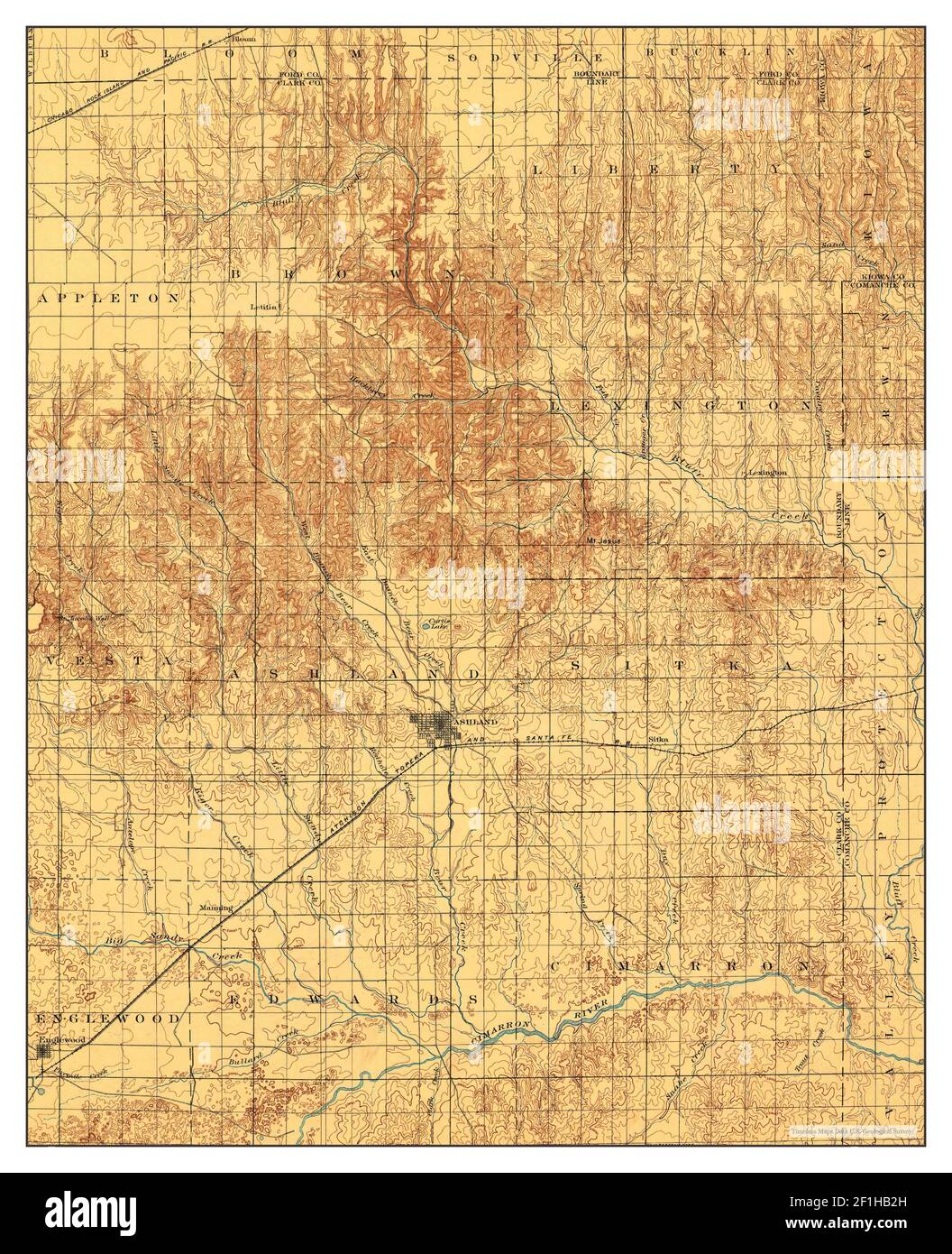 Ashland, Kansas, map 1896, 1125000, United States of America by