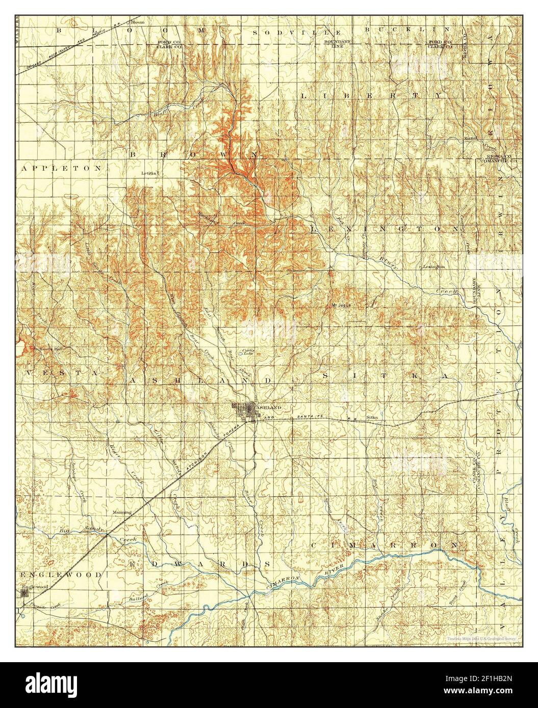 Ashland, Kansas, map 1896, 1125000, United States of America by