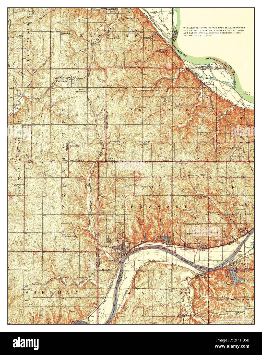 Bonner Springs, Kansas, map 1940, 1:62500, United States of America by Timeless Maps, data U.S. Geological Survey Stock Photo