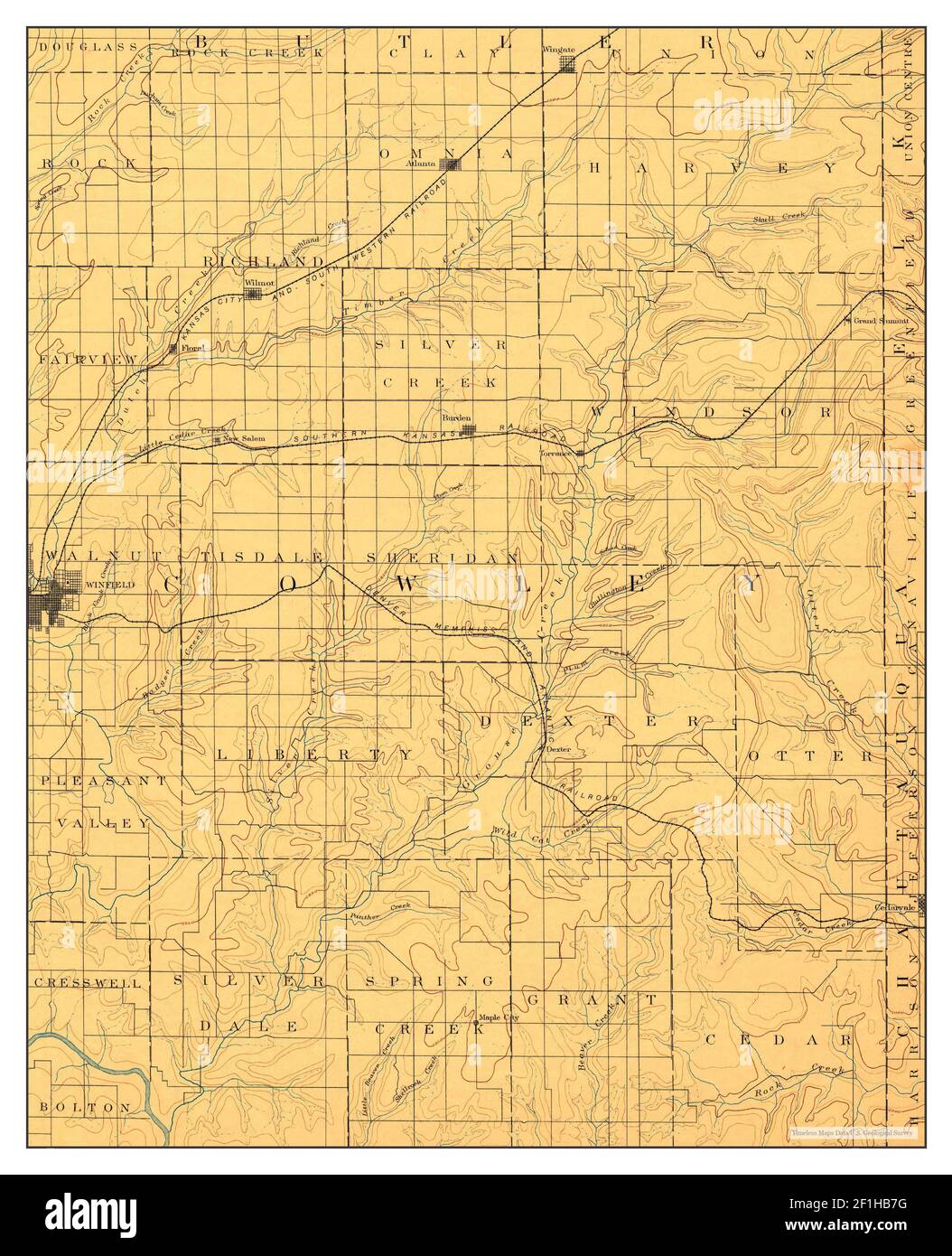 Burden, Kansas, map 1889, 1:125000, United States of America by Timeless Maps, data U.S. Geological Survey Stock Photo