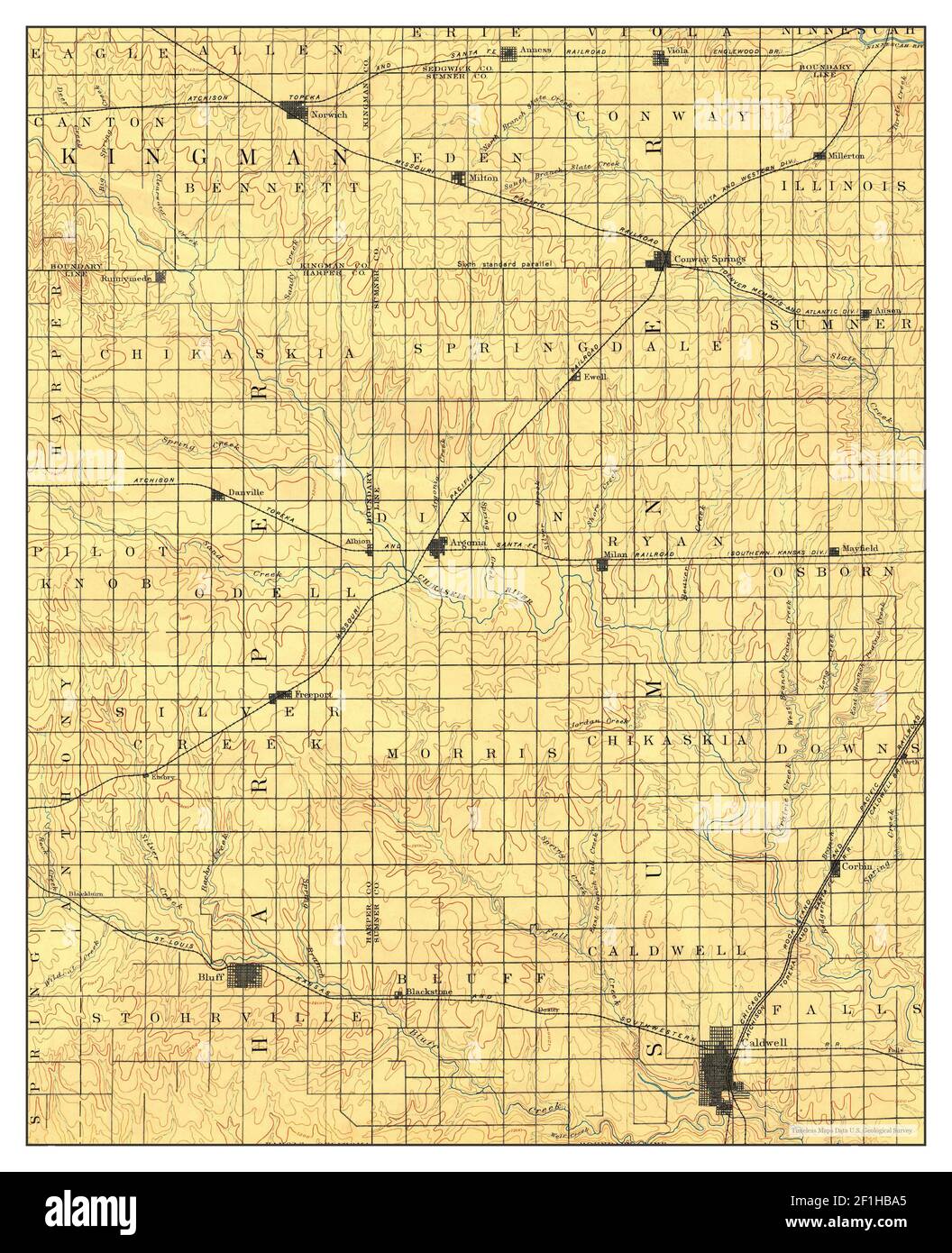 Caldwell, Kansas, map 1897, 1125000, United States of America by