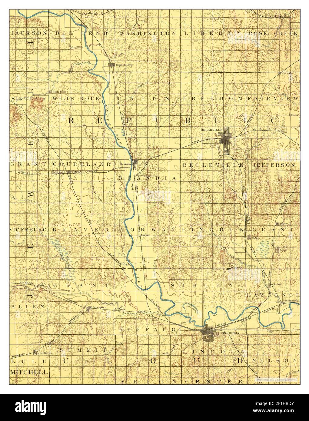 Concordia, Kansas, map 1892, 1125000, United States of America by