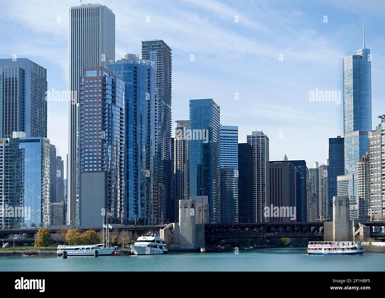 Downtown Chicago, Illinois, USA seen from Navy Pier Stock Photo